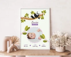 Affiche naissance personnalisée - Panda