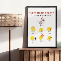 Affiche personnalisée - Famille poussins