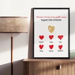 Affiche personnalisée - Mamie et ses petits coeurs
