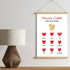 Affiche personnalisée - Mamie et ses petits coeurs