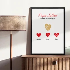 Affiche personnalisée - Papa et ses petits coeurs