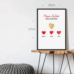 Affiche personnalisée - Papa et ses petits coeurs