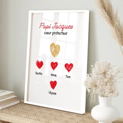 Affiche personnalisée - Papi et ses petits coeurs