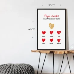 Affiche personnalisée - Papi et ses petits coeurs