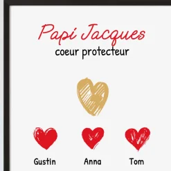 Affiche personnalisée - Papi et ses petits coeurs