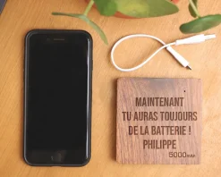 Batterie Externe en bois personnalisable 5000 mAh
