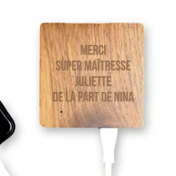 Batterie Externe en bois personnalisable 5000 mAh - Merci Maîtresse, Maître et ATSEM
