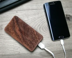 Batterie Externe en bois personnalisable grand format 4000 mAh - Prénom