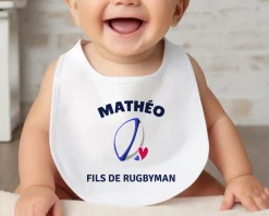 Bavoir bébé personnalisé - Rugby