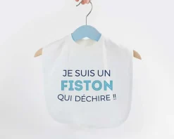 Bavoir bébé personnalisable - Collection 'Je déchire' - Modèle Bleu