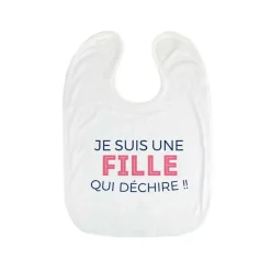 Bavoir bébé personnalisable - Collection 'Je déchire' - Modèle Rose
