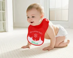 Bavoir personnalisé et brodé pour bébé - Premier Noël