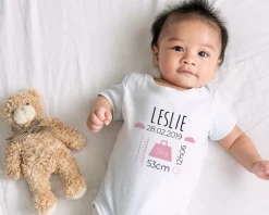 Body personnalisé pour bébé - Naissance - Rose