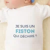 Body personnalisé pour bébé - Collection 'Je déchire' - Modèle Bleu