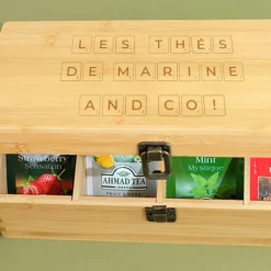 Boîte à thé gravée personnalisée - Scrabble