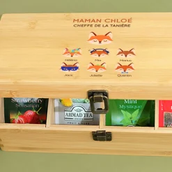 Boîte à thé personnalisée - Maman Renard et sa meute