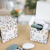 Boîtes à dragées personnalisées avec dragées chocolat et amandes - Fleurs des Champs