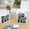 Boîtes à dragées personnalisées avec dragées chocolat et amandes - Mariage élégant