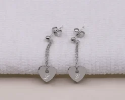 Boucles d'Oreilles Coeur gravé en Argent véritable