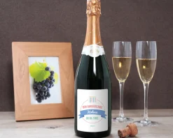 Bouteille de champagne personnalisée anniversaire - Bougies Bleu