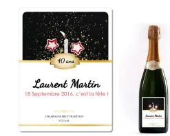 Bouteille de champagne personnalisée anniversaire - Bougie
