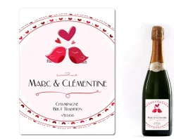 Bouteille de champagne personnalisée - Prénoms couple