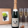 Bouteille de champagne personnalisée photo et message - Coeur Photo
