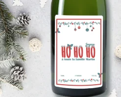 Bouteille de champagne personnalisée Noël - Ho Ho Ho !