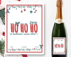 Bouteille de champagne personnalisée Noël - Ho Ho Ho !