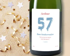 Bouteille de champagne personnalisée anniversaire - Ballons Bleu