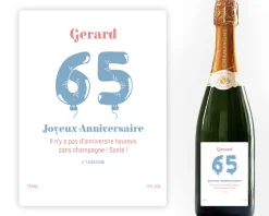 Bouteille de champagne personnalisée anniversaire - Ballons Bleu
