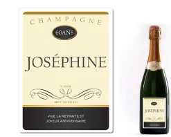 Bouteille de champagne personnalisée anniversaire - Prénom et message