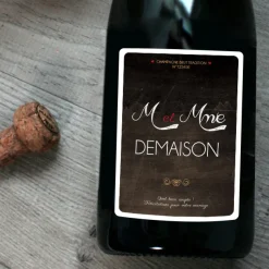 Bouteille de champagne personnalisée mariage - M. & Mme