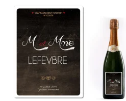 Bouteille de champagne personnalisée mariage - M. & Mme