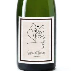 Bouteille de champagne personnalisée - Dessin au trait