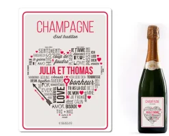 Bouteille de champagne personnalisée prénoms couple - Mots d'Amour