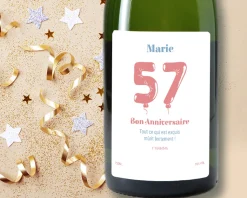 Bouteille de champagne personnalisée anniversaire - Ballons Rose