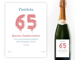 Bouteille de champagne personnalisée anniversaire - Ballons Rose