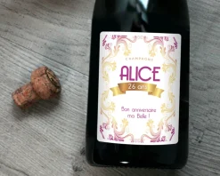 Bouteille de champagne personnalisée anniversaire - Rose