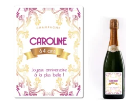 Bouteille de champagne personnalisée anniversaire - Rose