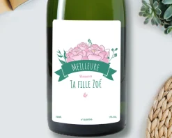 Bouteille de champagne personnalisée - Maman Fleurie