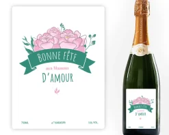 Bouteille de champagne personnalisée - Maman Fleurie