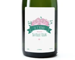 Bouteille de champagne personnalisée - Maman Fleurie