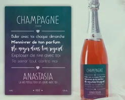 Bouteille de champagne rosé personnalisée couple - Message romantique