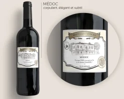 Bouteille de vin de Bordeaux personnalisée message - Avec coffret sommelier