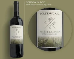 Bouteille de vin de Bordeaux personnalisée message - Vignes