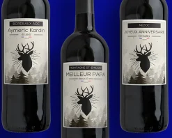 Bouteille de vin de Bordeaux personnalisée anniversaire - Cerf