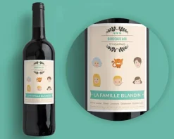 Bouteille de vin de Bordeaux personnalisée famille - Family Circus