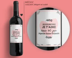 Bouteille de vin de Bordeaux personnalisée couple - Aujourd'hui je t'aime depuis