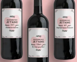 Bouteille de vin de Bordeaux personnalisée couple - Aujourd'hui je t'aime depuis